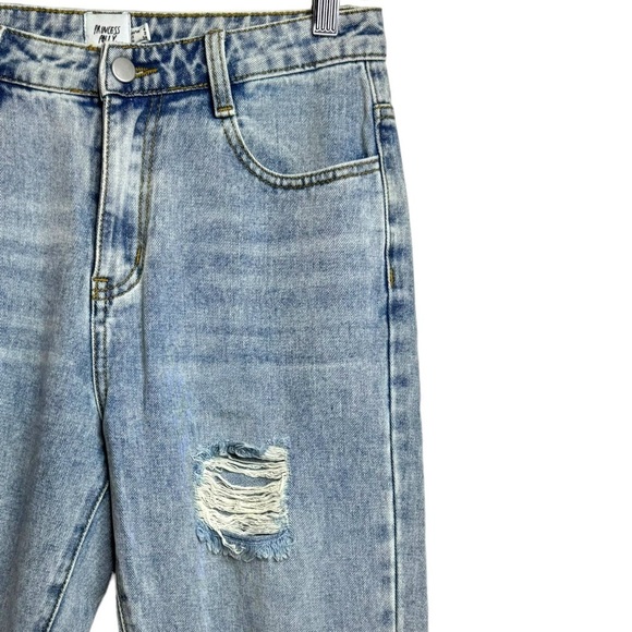 Princess Polly High Rise Tapered Leg Distressed Ripped Rigid 100% Cotton Jeans 2 - Picture 7 of 16